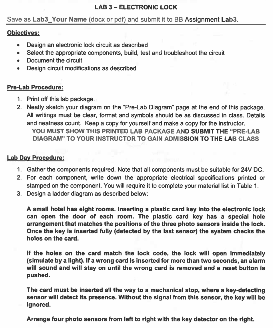 Lock Assignment Description